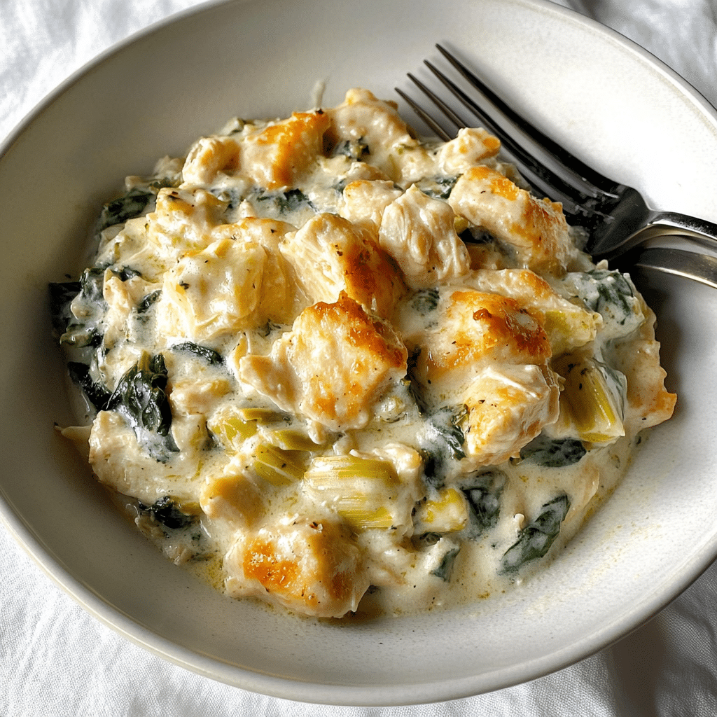 High-Protein Spinach and Artichoke Chicken Casserole