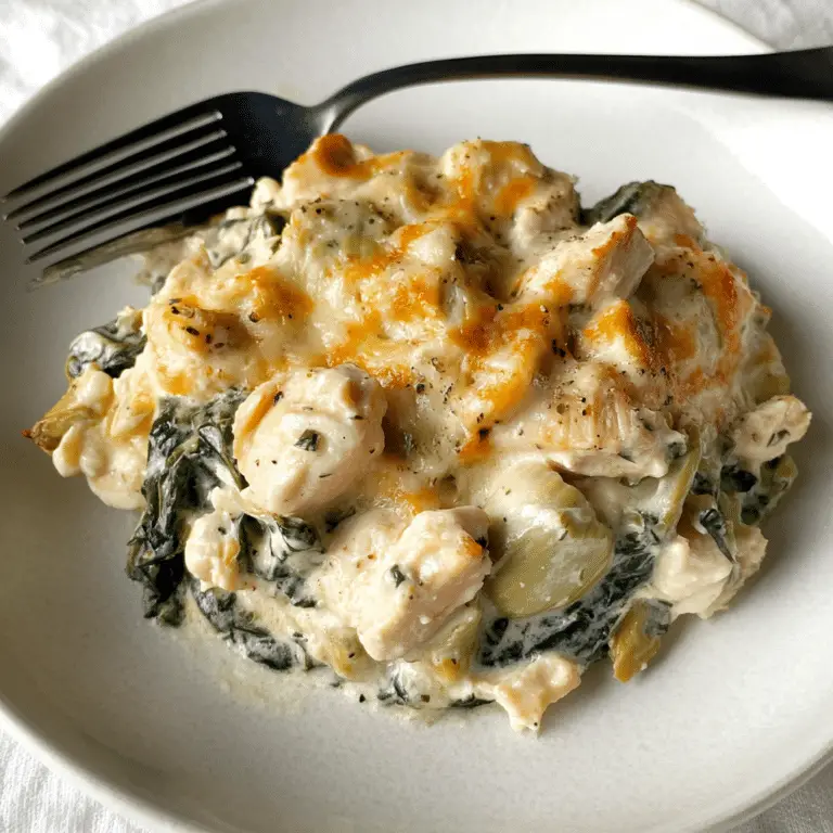 High-Protein Spinach and Artichoke Chicken Casserole