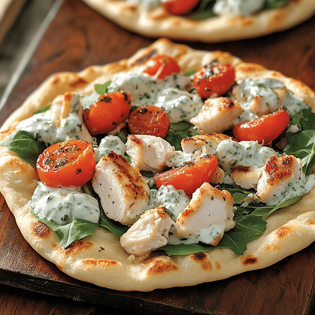 Tzatziki Chicken & Veggie Naan Pizza