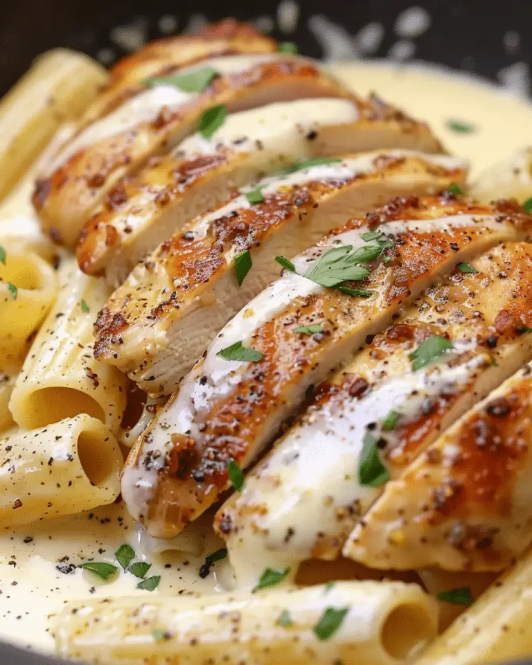 Garlic Parmesan Chicken with Creamy Rigatoni Pasta