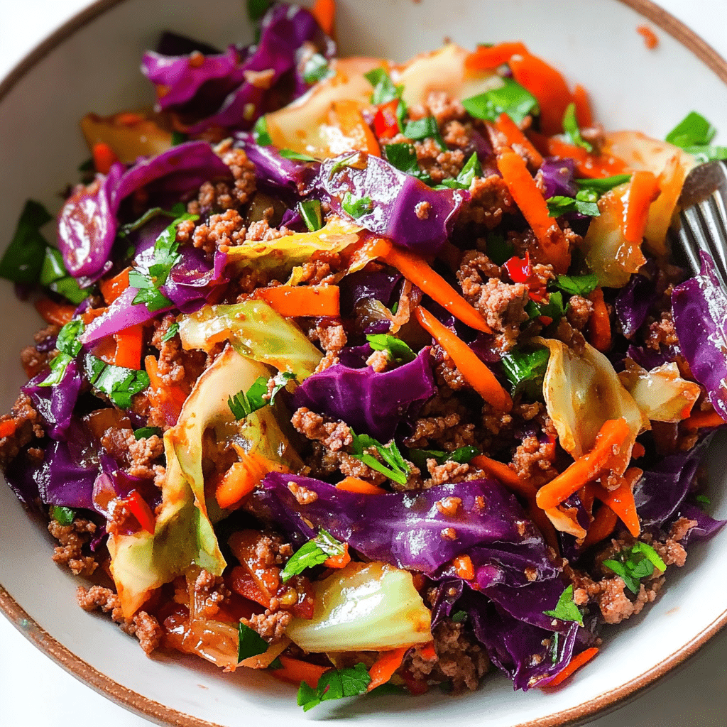 Ground Beef and Cabbage Stir-Fry