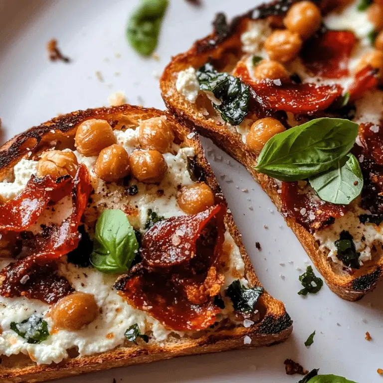 Pizza Cottage Cheese Toast with Crispy Chickpeas