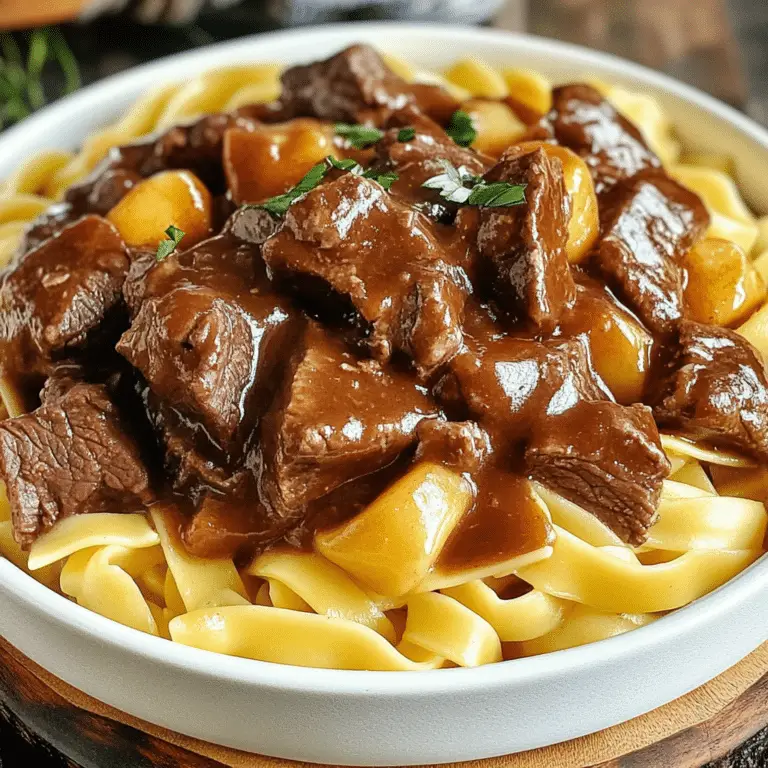 Savory Beef Tips with Buttery Noodles