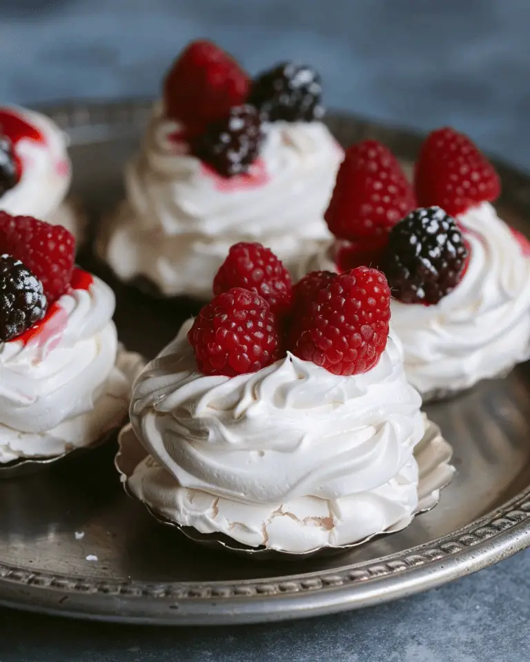 Toasted Coconut Mini Pavlovas with Coconut Custard