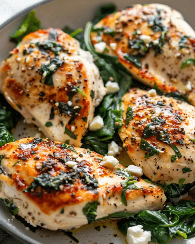 Low Carb Chicken Breast with Feta and Spinach