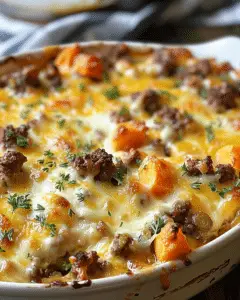 Amish Hamburger with Fall Veggies Bake