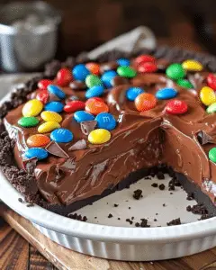 No-Bake Chocolate M&M Pie