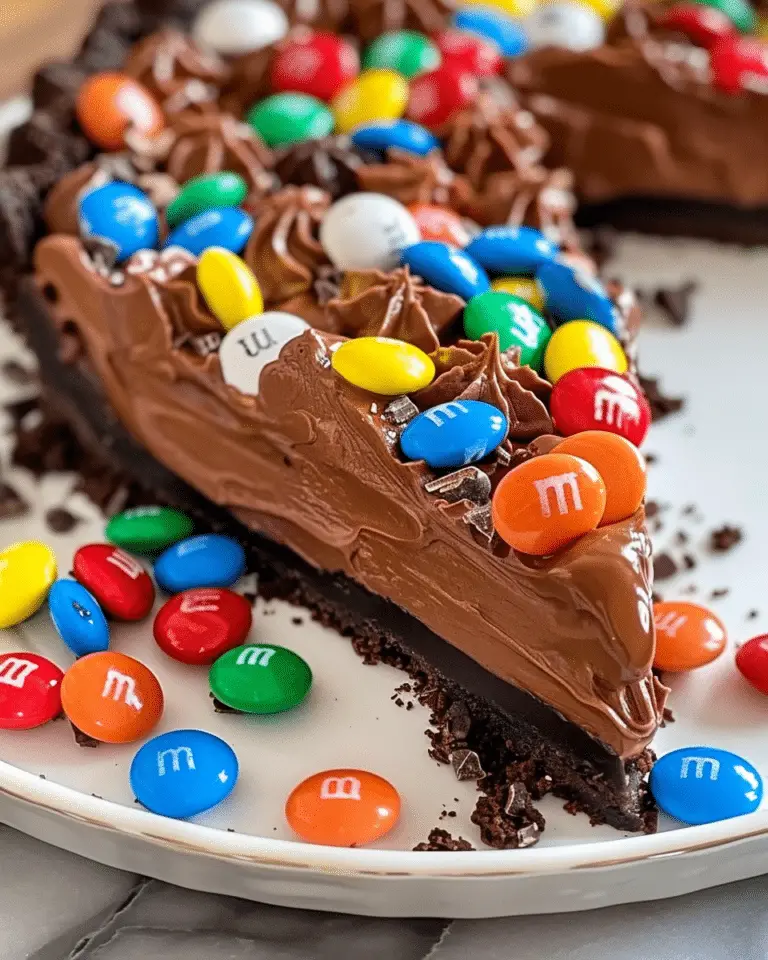 No-Bake Chocolate M&M Pie
