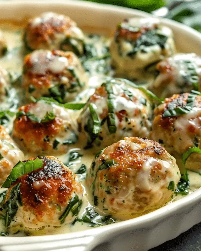 Southern Style Baked Chicken Ricotta Meatballs with Spinach Alfredo Sauce