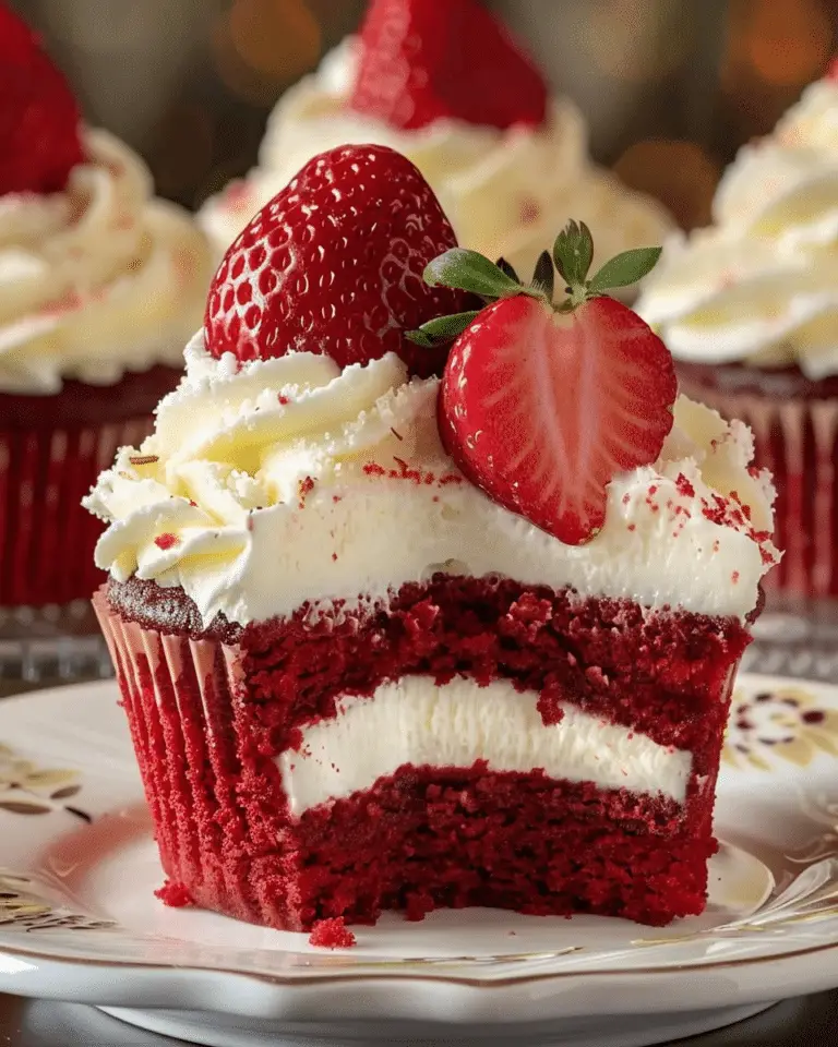 Strawberry Cheesecake Red Velvet Cupcakes