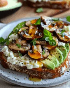 Vegan Avocado Toast with Mushrooms and Vegan Ricotta