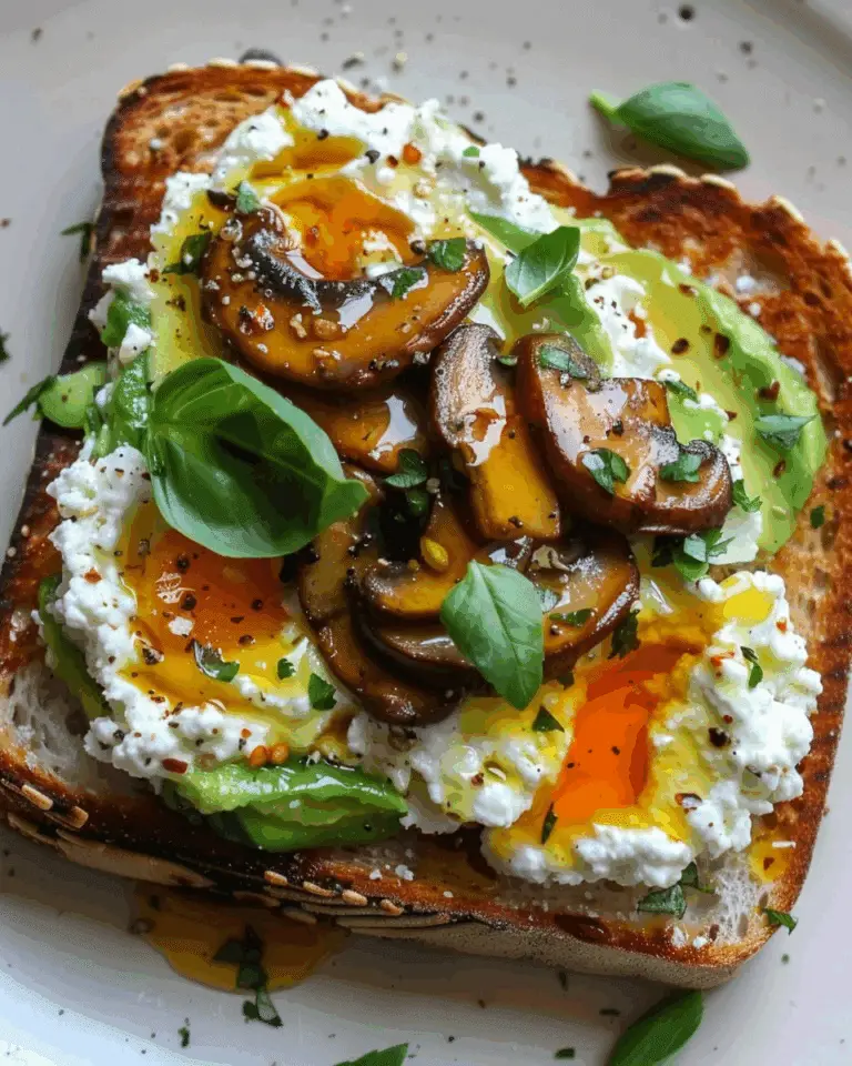 Vegan Avocado Toast with Mushrooms and Vegan Ricotta