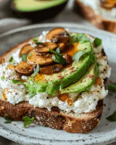 Vegan Avocado Toast with Mushrooms and Vegan Ricotta