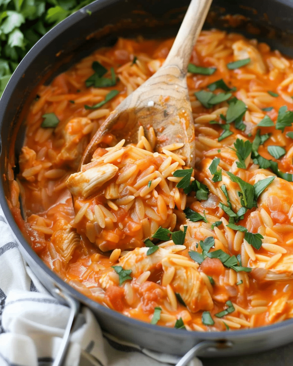 Creamy Tomato Orzo with Chicken