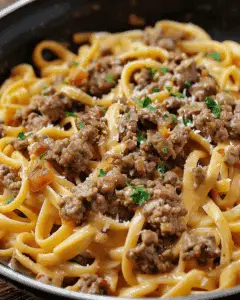 One-Pot Creamy Beef and Garlic Butter Pasta