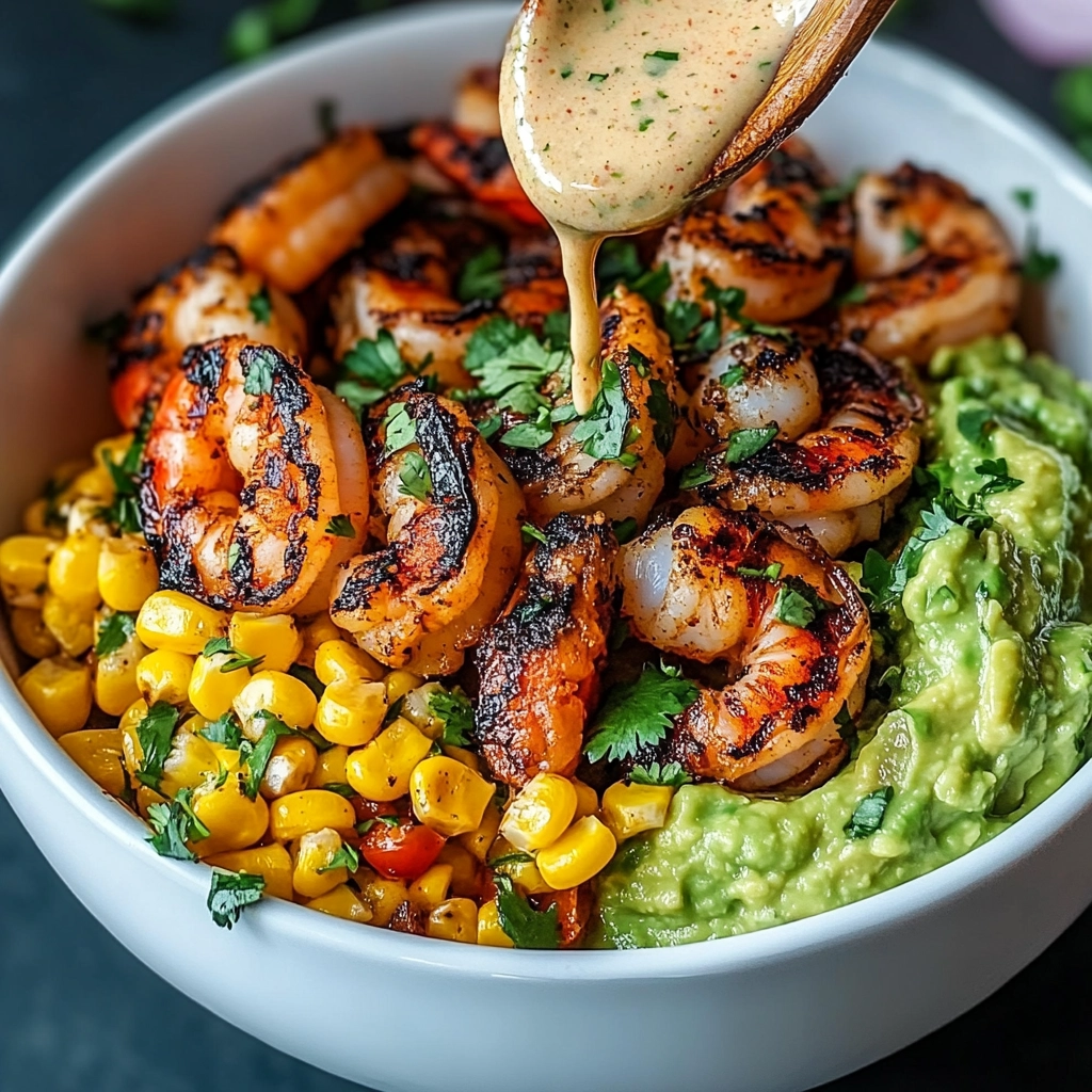 Grilled Shrimp Bowl with Avocado, Corn Salsa & Creamy Sauce Recipe 6 Grilled Shrimp Bowl with Avocado, Corn Salsa & Creamy Sauce Recipe - Recipe Image