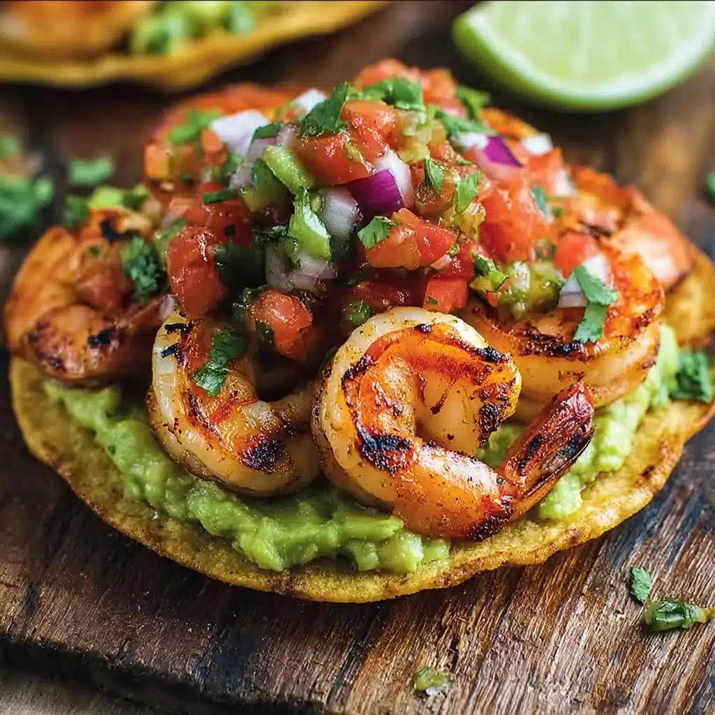 Grilled Shrimp Tostadas with Guacamole & Pico de Gallo Recipe - Recipe Image