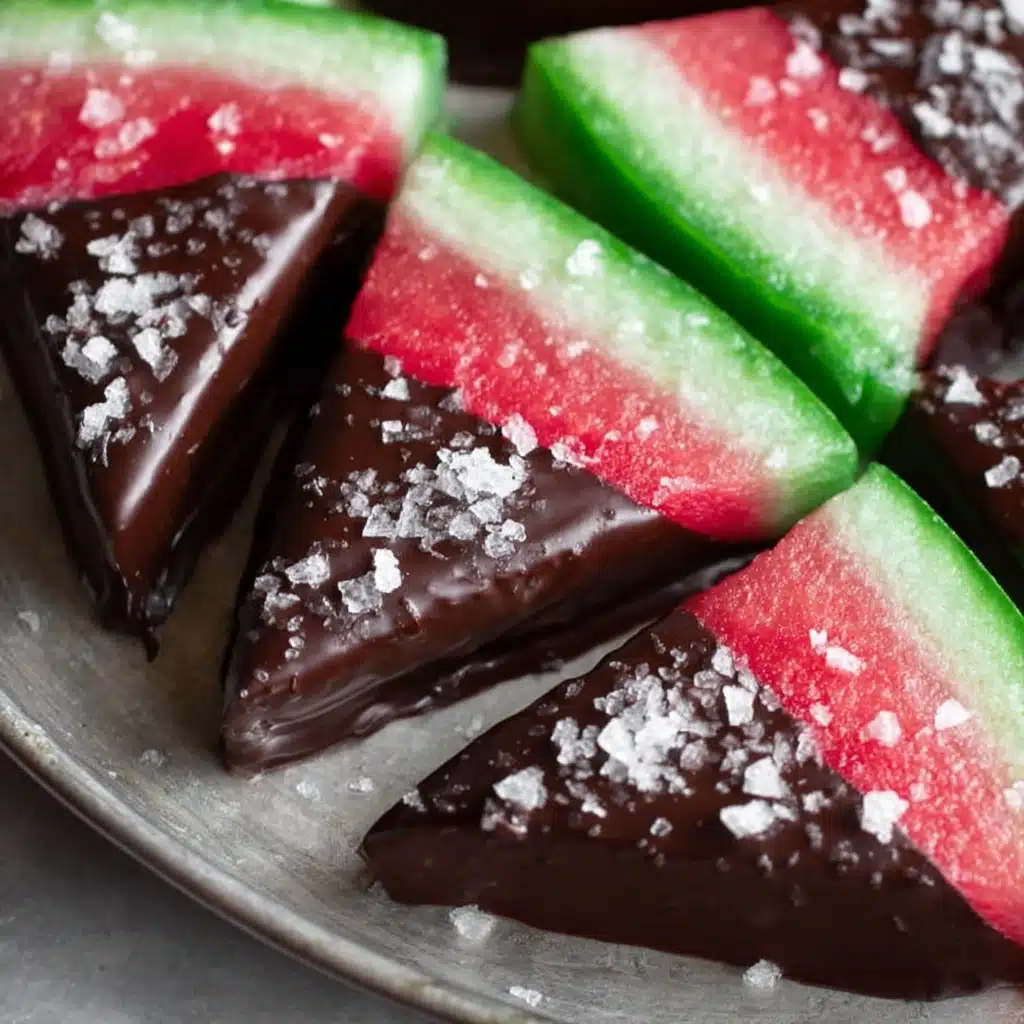 Sea Salt Dark Chocolate Watermelon Slices Recipe 5 Sea Salt Dark Chocolate Watermelon Slices Recipe - Recipe Image