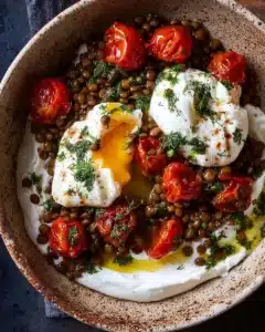 Mediterranean Braised Lentils with Poached Egg Recipe