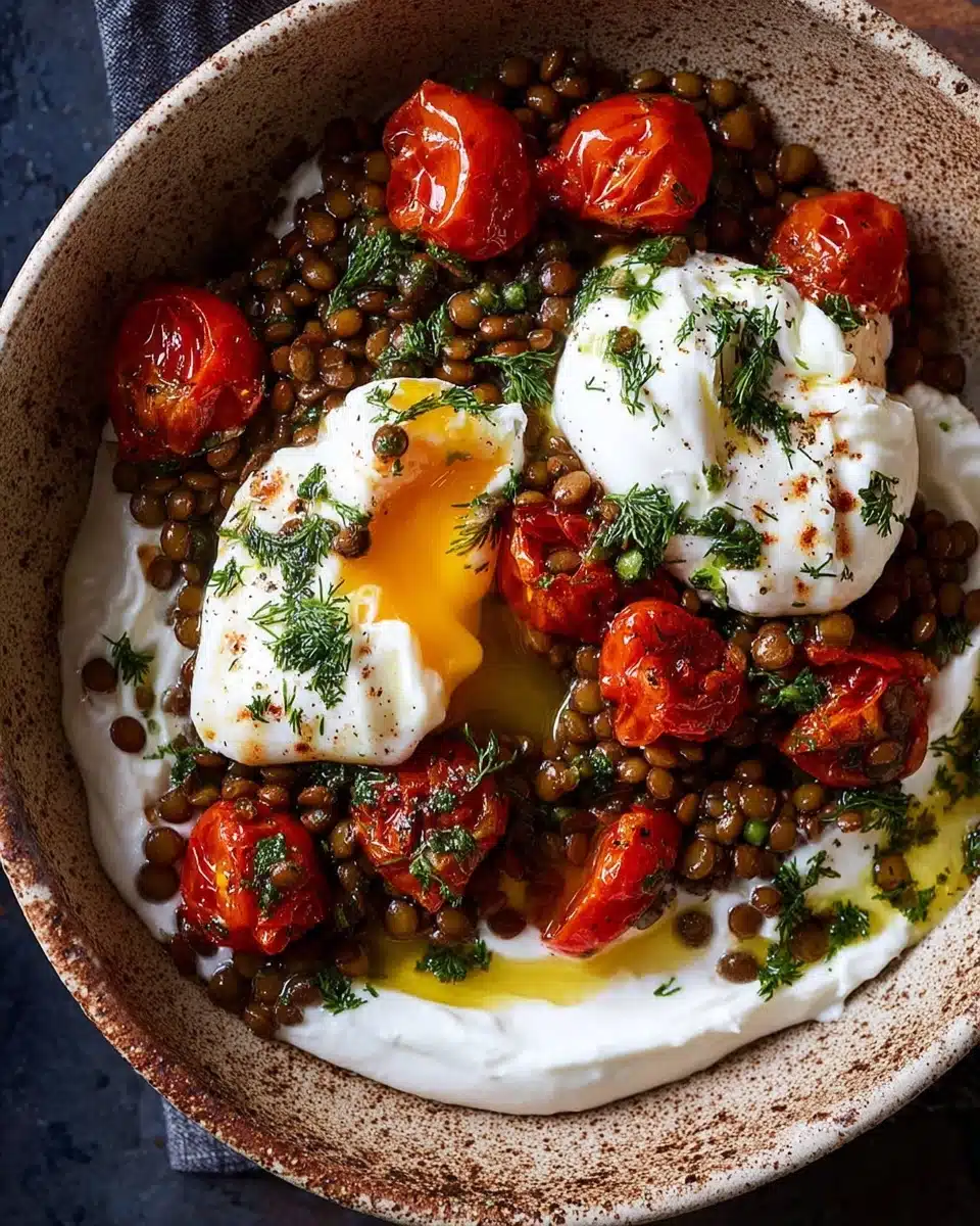 Mediterranean Braised Lentils with Poached Egg Recipe