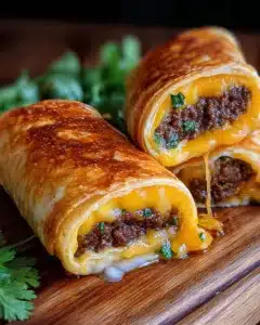 Easy Garlic Butter Beef Cheeseburger Rollups Recipe