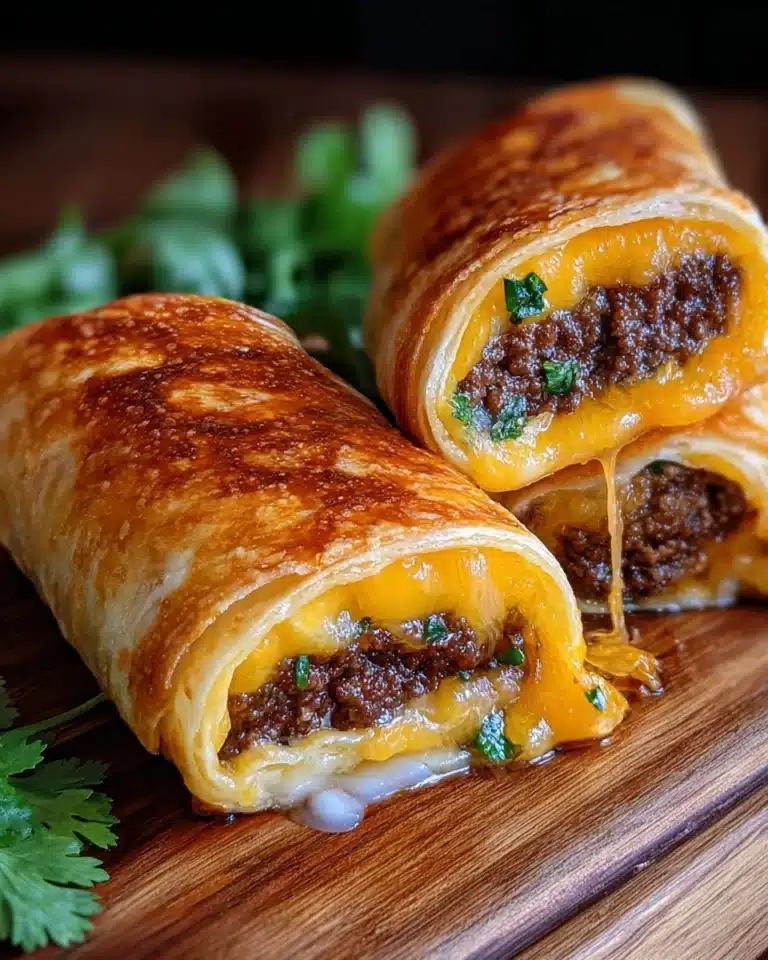 Easy Garlic Butter Beef Cheeseburger Rollups Recipe